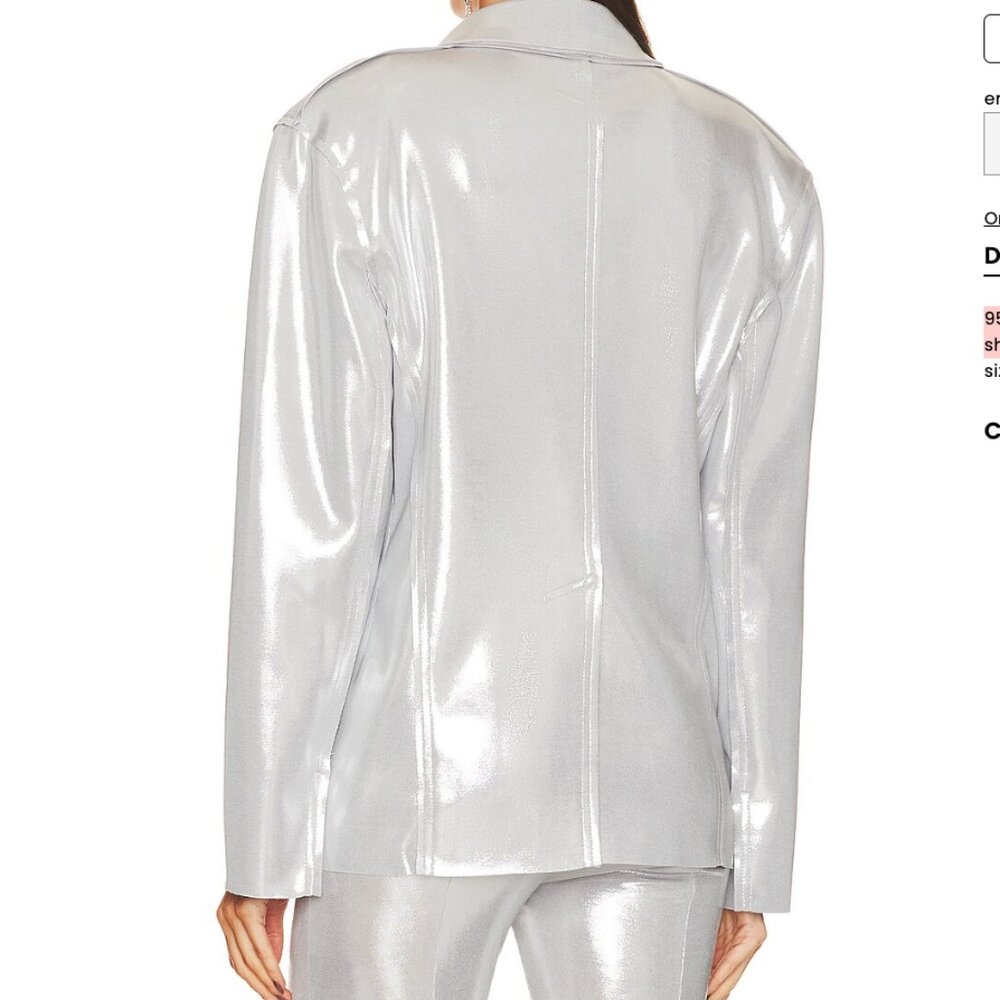 Norma Kamali Single Breasted Straight Fit Jacket - Silver - Picture 4 of 6